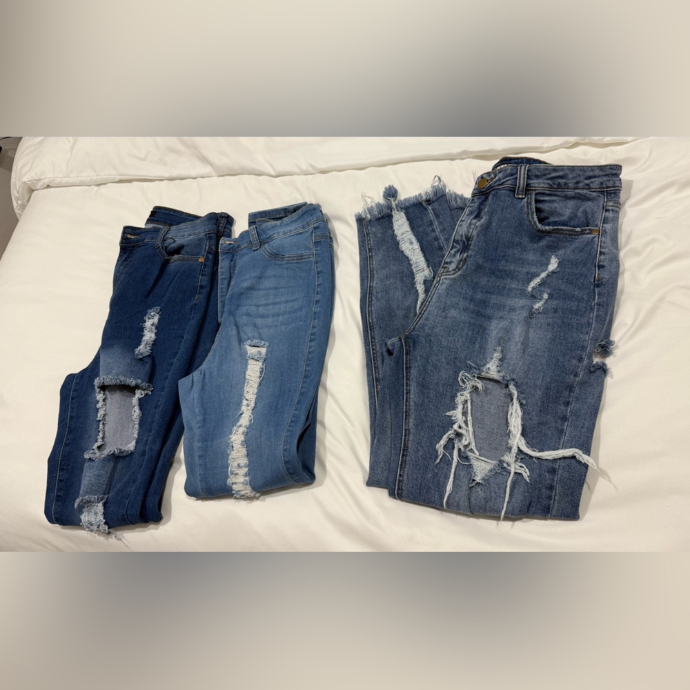 Bundle of 3 Fashion Nova Blue Denim Jeans